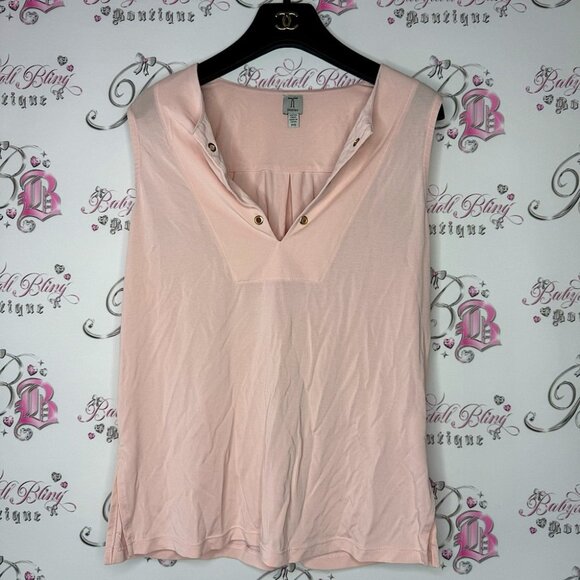 Tristan Tops - Tristan tank top light pink peach open front with gold hardware rings cute soft